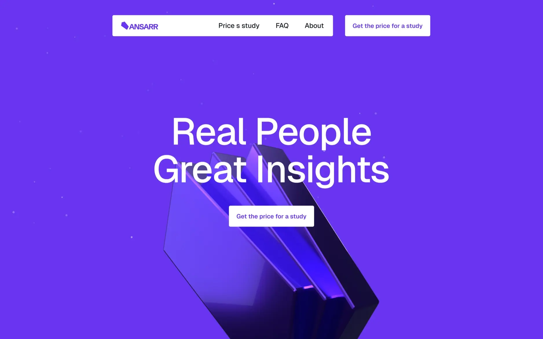 The Ansarr landing page: Real People, Great Insights