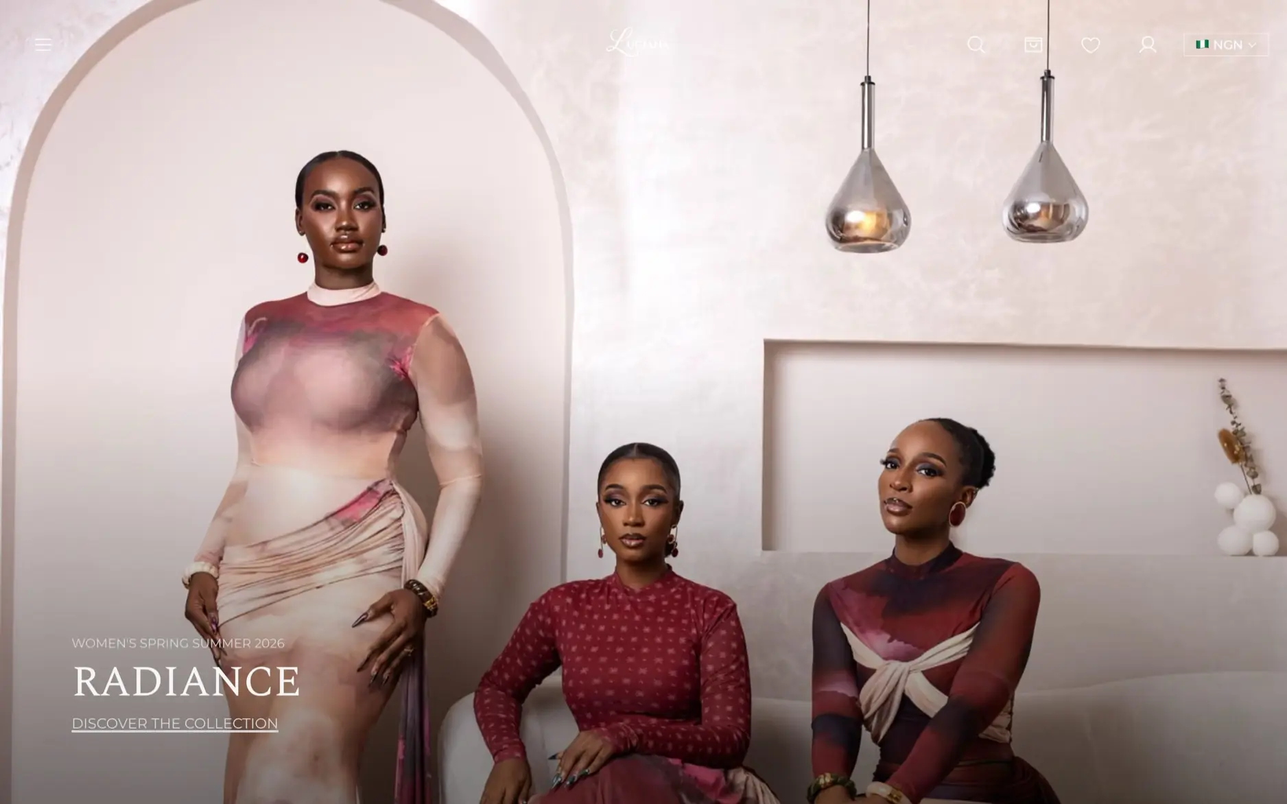 The Luciana home page: the Radiance campaign