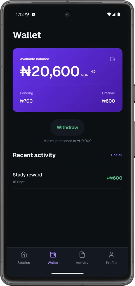The respondent's wallet as the recording ends: 700 naira pending