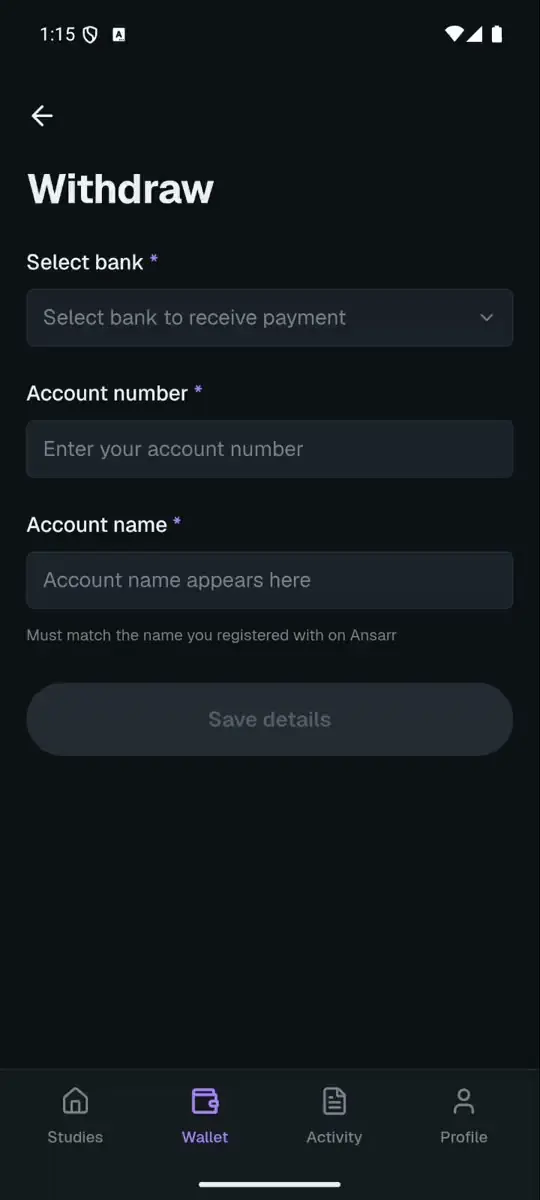 Screen recording: The bank picker opens as a bottom sheet and filters as you type
